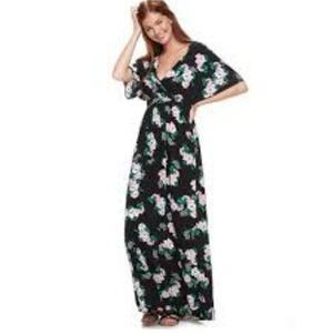 Love Fire Floral Maxi Dress Dark Floral Romantic Small